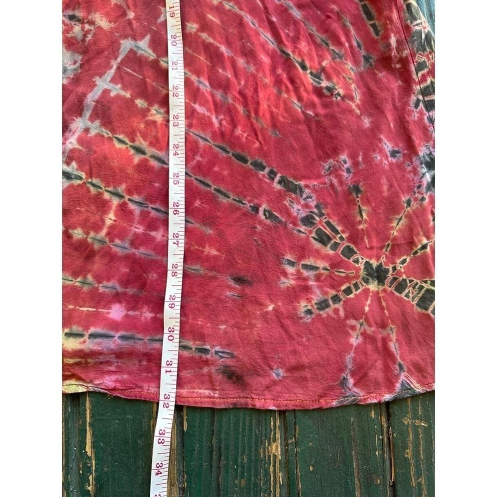 Bohemian Tie Dye Spaghetti Strap Mini Dress Women's Red Pink Black - Picture 3 of 7
